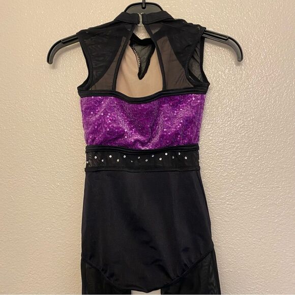 WEISSMAN Dance Costume unitard black purple Cold Hearted Snake 14693 IC - Picture 4 of 13
